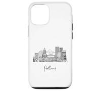 Portland Oregon Skyline US Travel Souvenirs Negro Paisaje urbano Carcasa para iPhone 12/12 Pro