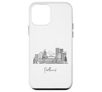 Portland Oregon Skyline US Travel Souvenirs Negro Paisaje urbano Carcasa para iPhone 12 mini