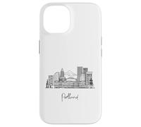Portland Oregon Skyline US Travel Souvenirs Negro Paisaje urbano Carcasa para iPhone 14