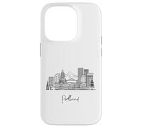 Portland Oregon Skyline US Travel Souvenirs Negro Paisaje urbano Carcasa para iPhone 14 Pro