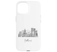 Portland Oregon Skyline US Travel Souvenirs Negro Paisaje urbano Carcasa para iPhone 15