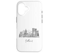 Portland Oregon Skyline US Travel Souvenirs Negro Paisaje urbano Carcasa para iPhone 16
