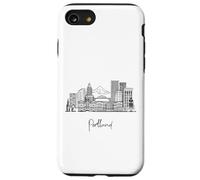 Portland Oregon Skyline US Travel Souvenirs Negro Paisaje urbano Carcasa para iPhone SE (2020) / 7 / 8