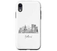 Portland Oregon Skyline US Travel Souvenirs Negro Paisaje urbano Carcasa para iPhone XR