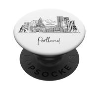 Portland Oregon Skyline US Travel Souvenirs Negro Paisaje urbano PopSockets PopGrip Adhesivo