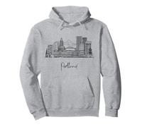Portland Oregon Skyline US Travel Souvenirs Negro Paisaje urbano Sudadera con Capucha