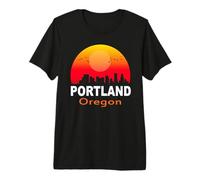 Portland Oregon Vintage Retro Sunset City State USA Camiseta Premium