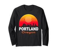 Portland Oregon Vintage Retro Sunset City State USA Manga Larga