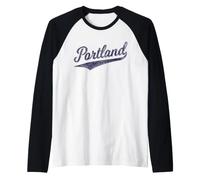 Portland State of Oregon Baseball Script Flag Swoosh Camiseta Manga Raglan