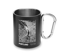 Portland United States Blueprint City Map - Mosquetón de metal con asa para acampada