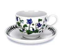 Portmeirion Botanical Garden Juego de 6 Tazas de té y platillos, Loza, Azul, Blanco, Definir, 12 Unidades