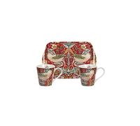 Portmeirion Home & Gifts Juego de taza y bandeja Strawberry Thief Red (Rojo)