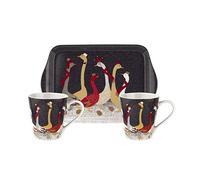 Portmeirion Home & Gifts X0011658946 Juego de Taza y Bandeja de Gansos, cerámica
