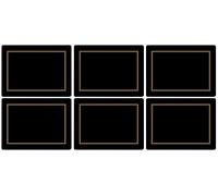 Pimpernel Manteles Individuales clásicos Negros S/6 (S), Madera y Corcho, Multicolor, 30.5 x 23cm, 6