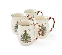 Portmeirion Spode - Juego de 4 tazas de árbol de Navidad con asas de menta