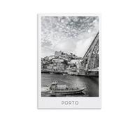 Porto Portugal Puente Luis I en blanco y negro, fotografía de viaje, pinturas artísticas en lienzo, póster para sala de estar, dormitorio, baño, oficina, decoración del hogar, 40 x 60 cm