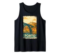 Porto Portugal Vintage Viaje Póster Puente Río Paisaje Urbano Camiseta sin Mangas