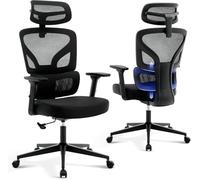 PortoAlegre Silla ergonómica de oficina de alta espalda, soporte lumbar ajustable y soporte para la cabeza, malla transpirable con brazos 3D.