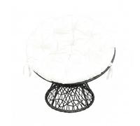 PortoAlegre Sillón de Ratán y Acero en Forma de Cuenco, Giratorio, Muebles Jardín Exterior Resistentes a Intemperie, Sillón para Conjunto Jardín Exterior, Cojín Grande y Mullido, Altura Ajustable