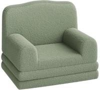 PortoAlegre Sillón para niños, sofá convertible de sherpa con funda lavable, diseño de corona, cómodo sillón reclinable para sala de juegos, habitación de niños, niñas y niños