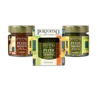 Portofino Fine Food - Pesto Genovese, Rojo y de Trufa con Albahaca Genovesa DOP - 3 x 100 g