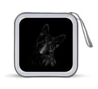 Portrait of a German Shepherd Dog Funny CD Case Organizer 40 Capacity DVD Collection Storage Bag Wallet Book for Car Home Travel