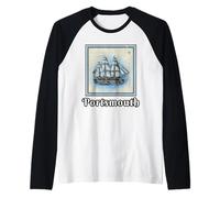 Portsmouth New Hampshire Martime Nautical Old Clipper Ship Camiseta Manga Raglan