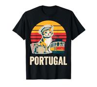 Portugal Cat Lisboa Tranvía Vintage Atardecer Camiseta