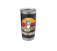 Portugal Cat Lisboa Tranvía Vintage Atardecer Vaso térmico de acero inoxidable de doble pared