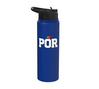 Portugal Country Code with Flag Trendy College Font Stainless Steel Insulated Water Bottle
