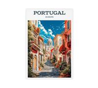 Portugal, Europa, póster vintage de viaje, ciudad pequeña, recuerdos, lienzo de regalo, pósteres e impresiones estéticas para habitación, dormitorio, oficina, decoración de 50 x 75 cm