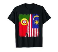 Portugal Malasia Media Bandera Patrimonio Portugués Malasia Camiseta