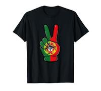 Portugal Peace Sign Hand Patriotic Portuguese Country Flag Camiseta