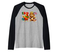 Portugal Reino Unido Bandera Raíces portuguesas Herencia Camiseta Manga Raglan