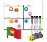 Portugues - toots - Calendário Magnético para Geladeira A3 (42x30) Planejador Semanal com 4 Marcadores, 8 Ímãs Temáticos, Emoji e Apagador, Quadro Organizadora para Cozinha, Menu, Compras.