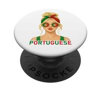 Portuguese Girl Portugal Flag Portuguesa Girlfriend Wife PopSockets PopGrip Adhesivo