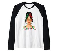 Portuguese Girl Portugal Flag Portuguese Girlfriend Wife Camiseta Manga Raglan