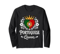 Portuguese Queen Portugal Flag Proud Portuguese Woman Manga Larga
