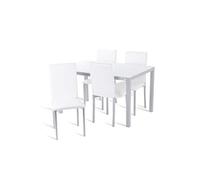 PORTUS| Conjunto 1 Mesa Fija 135x85 Blanco Óptico y 4 sillas Blanco