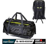 Portwest 70L Impermeable Bolsa de Lona Resistentes Ripstop Correas Ajustables