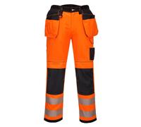 Portwest T501 Pantalones de Trabajo con Bolsillo Reforzado PW3 Hi Vis Naranja/Negro, 48