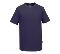 Portwest AS20 Camiseta ESD Manga Corta Lavable a Máquina Ligero Duradero | Azul marino, L, EN 61340-5-1, EN 1149-5, Certificado CE, Reflectante, Antiestático, Transpirable, 96% Algodón, Poliéster