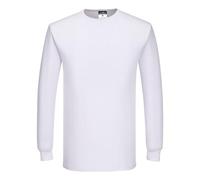 Portwest B123 Camiseta Térmica Aislante Poliéster Transpirable Construcción | Blanco, L, UPF 15, Cuello Redondo y Manga Larga, Corte Estándar, Unisex, Tejido Ligero, Lavable a Máquina, Polialgodón