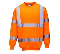 Portwest B303 Sudadera Reflectante Cinta en Patrón Bio Motion Manga Larga | Naranja, 5XL, Certificado CE, EN ISO 20471 Clase 3, Tejido Clasificado UPF 40+, Corte Estándar, Borde Ribeteado, Ligero