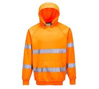 Portwest B304 Sudadera Polialgodón 1 Bolsillo para Seguridad con Capucha | Naranja, M, EN ISO 20471 Clase 3, UPF 40+, Corte Estándar, Manga Larga, 65% Poliéster, Borde Ribeteado, Alta Visibilidad
