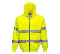 Portwest B305 Sudadera Poliéster Borde Ribeteado con Cremallera Reflectante | Amarillo, M, EN ISO 20471 Clase 3, UPF 40+, 2 Bolsillos Laterales, Corte Estándar, Manga Larga, Alta Visibilidad, 35% Algodón