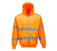 Portwest B305 Sudadera Poliéster Borde Ribeteado con Cremallera Reflectante | Naranja, L, EN ISO 20471 Clase 3, UPF 40+, 2 Bolsillos Laterales, Corte Estándar, Manga Larga, Alta Visibilidad, 35% Algodón