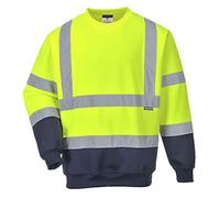 Portwest B306 Sudadera Bicolor Reflectante Duradero Ferroviario Polialgodón | Amarillo/Azul marino, XL, EN ISO 20471 Clase 3, Certificado CE, UPF 40+, Corte Estándar, Manga Corta, Unisex, 65% Poliéster