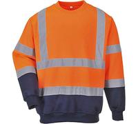 Portwest B306 Sudadera Bicolor Reflectante Duradero Ferroviario Polialgodón | Naranja/Azul marino, XL, EN ISO 20471 Clase 3, Certificado CE, UPF 40+, Corte Ajustado, Manga Larga, 65% Poliéster, Ligero