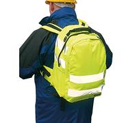 Portwest B905 Mochila Poliéster Tiras Dobles Acolchadas Alta Visibilidad | Amarillo, Talla única, EN ISO 20471, Unisex, Varios Bolsillos, Cinta Reflectante, Duradero, Con Cremallera, Impermeable